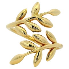 Gabriel & Co. Anello Bypass con Foglia d'Olivo in oro giallo 14k
