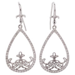 Gabriel & Co 14KW Diamond Teardrop Earrings 1.20ct OGI Ltd Estate Collection