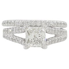 Gabriel & Co. Anillo de compromiso de diamantes talla princesa de 1,65 ct con vástago dividido