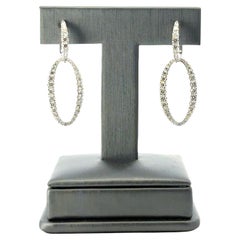 Gabriel & Co 18k White Gold Natural Round Brilliant Diamond Link Huggie Earrings
