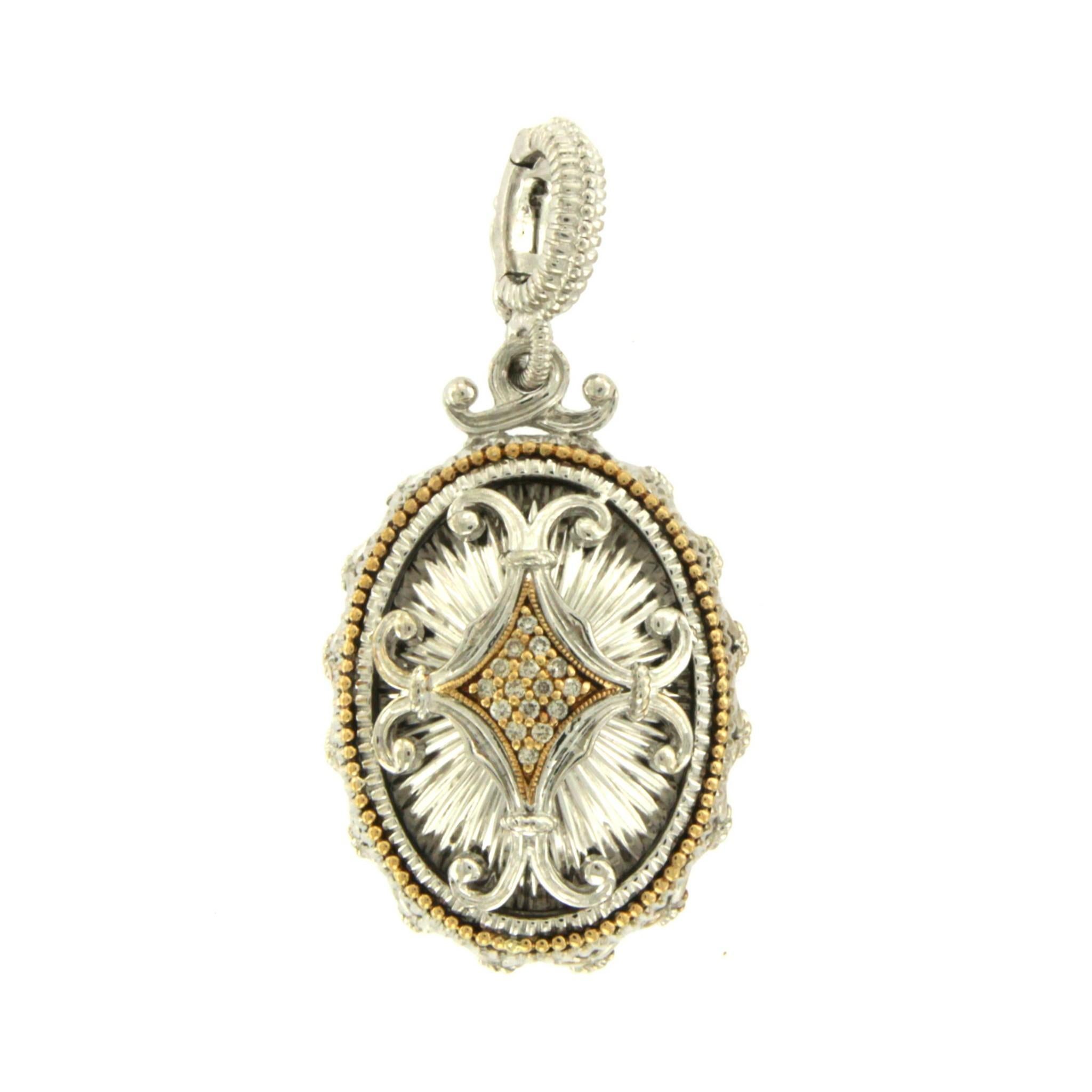 Gabriel & Co. 18k Yellow Gold 925 Sterling Silver with Diamond Pendant Charm
