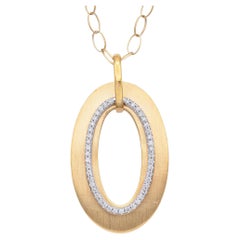 Gabriel & Co. 18 Karat Gelbgold Diamant-Halskette mit ovalem Anhänger