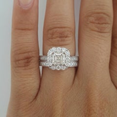Gabriel & Co. 2 Carat Asscher Cut Diamond Engagement Ring Set in 14k White Gold