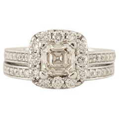 Gabriel & Co. 2 Carat Asscher Cut Diamond Engagement Ring Set in 14k White Gold