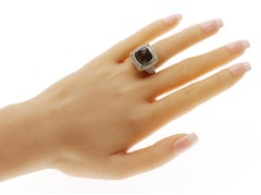 Gabriel & Co 925 Sterling Silver and 18k Gold Smoky Quartz Diamond Ring Size 7