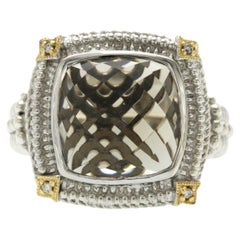 Gabriel & Co 925 Sterlingsilber und 18k Gold Rauchquarz Diamantring Größe 7