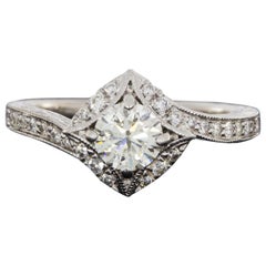 Gabriel 
Co. Amavida White Gold 0.91 Carat Round Diamond Halo Engagement Ring