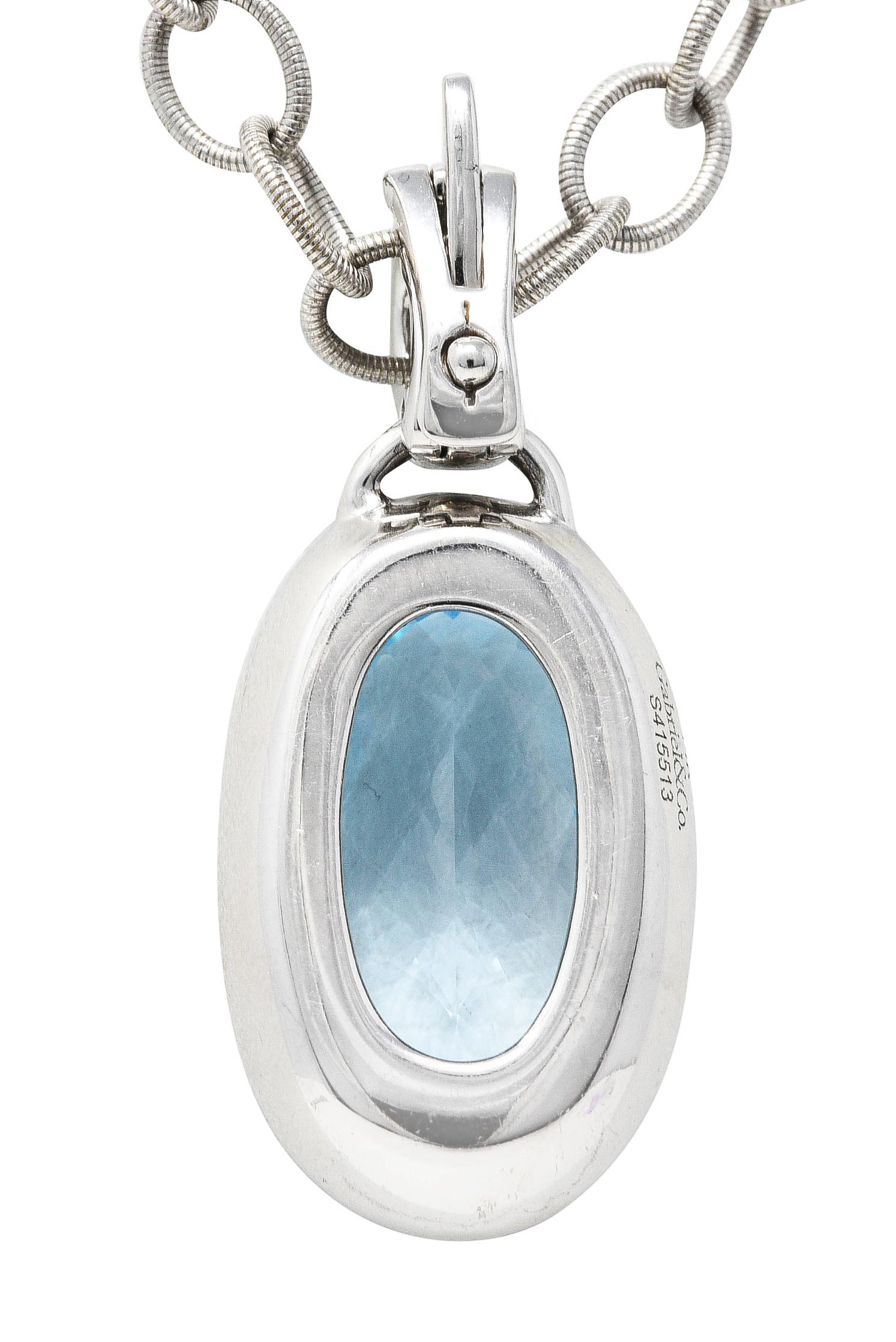 Contemporary Gabriel & Co. Blue Topaz Diamond 14 Karat White Gold Enhancer Necklace