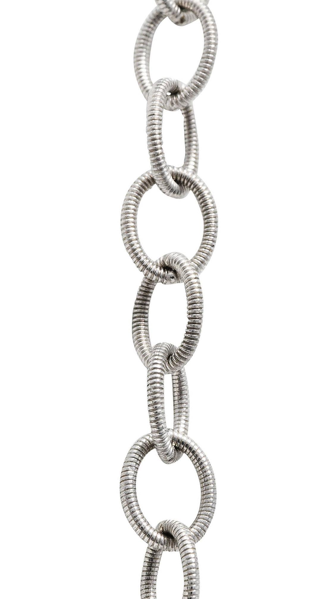 Women's or Men's Gabriel & Co. Blue Topaz Diamond 14 Karat White Gold Enhancer Necklace