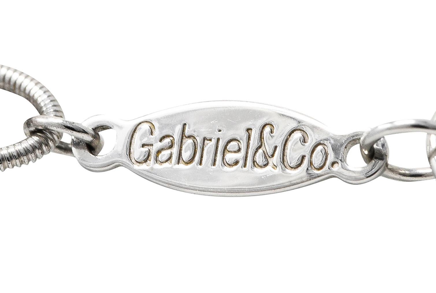 Gabriel & Co. Blue Topaz Diamond 14 Karat White Gold Enhancer Necklace 3