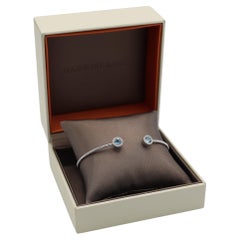 Gabriel & Co. Bujukan White Gold Blue Topaz & Natural Diamond Bangle Bracelet