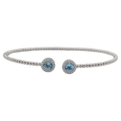 Gabriel & Co. Bujukan White Gold Blue Topaz & Natural Diamond Bangle Bracelet