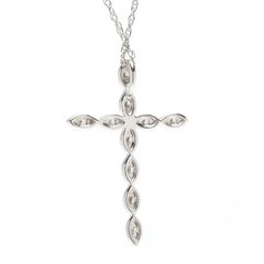 Gabriel & Co Diamond Cross Necklace, 14k White Gold, Length 16 Inches