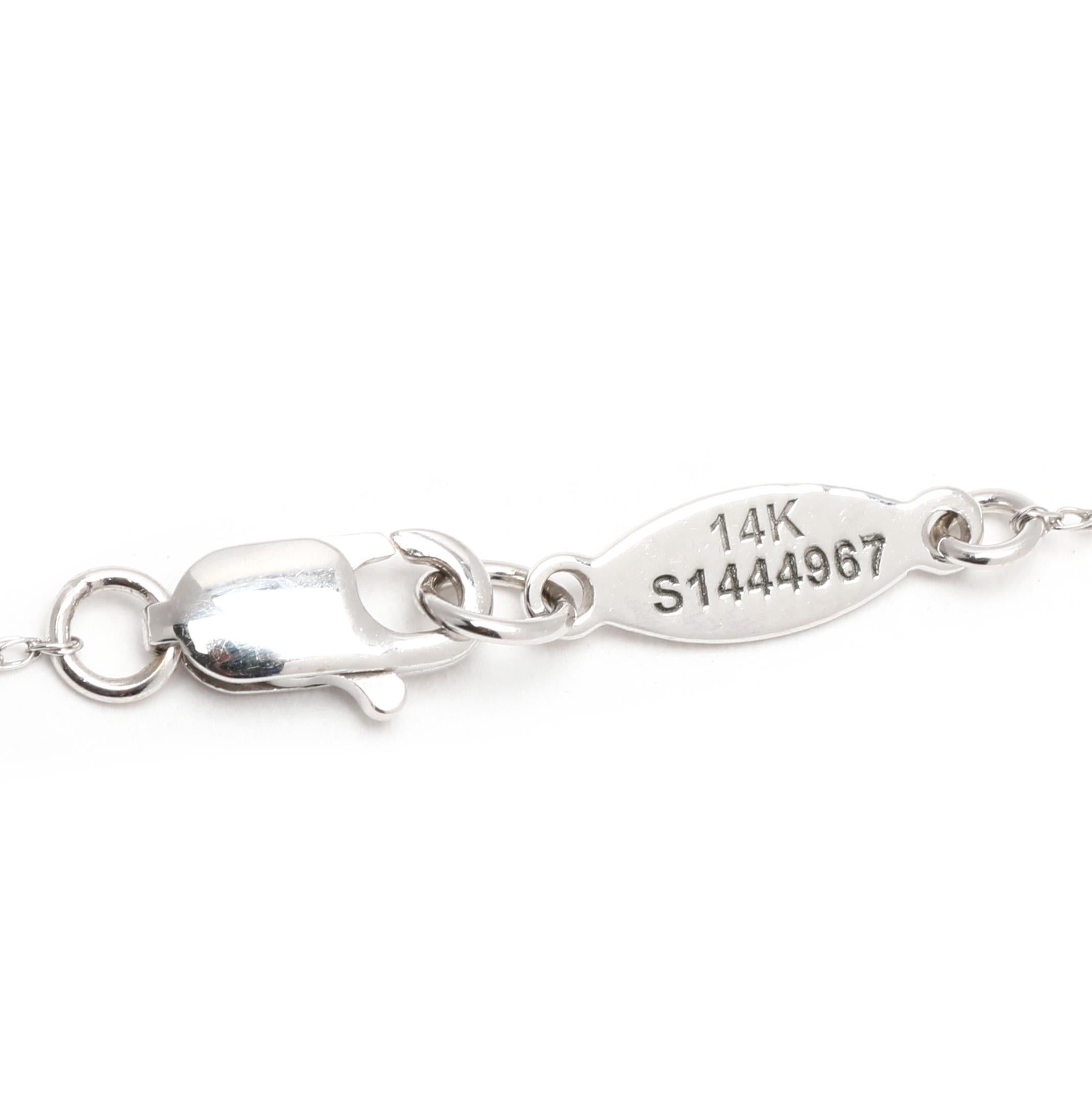 Gabriel & Co. Collana con croce di diamanti, oro bianco 14k, lunghezza 16 pollici In condizioni buone in vendita a McLeansville, NC