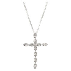 Gabriel & Co. Collana con croce di diamanti, oro bianco 14k, lunghezza 16 pollici