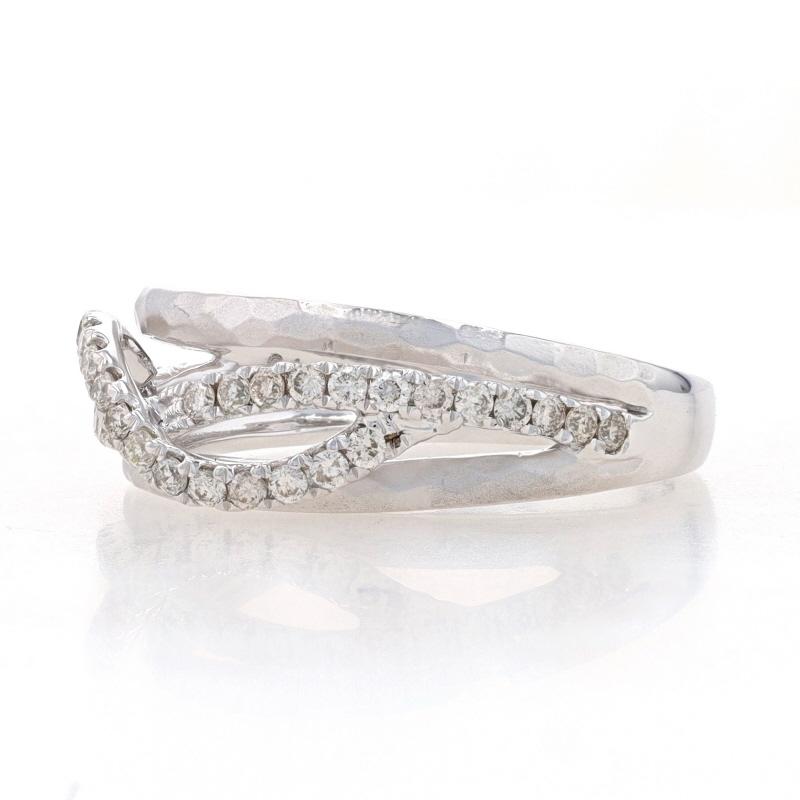 Round Cut Gabriel & Co. Diamond Crossover Band -White Gold 14k Round Brilliant .37ctw Ring For Sale