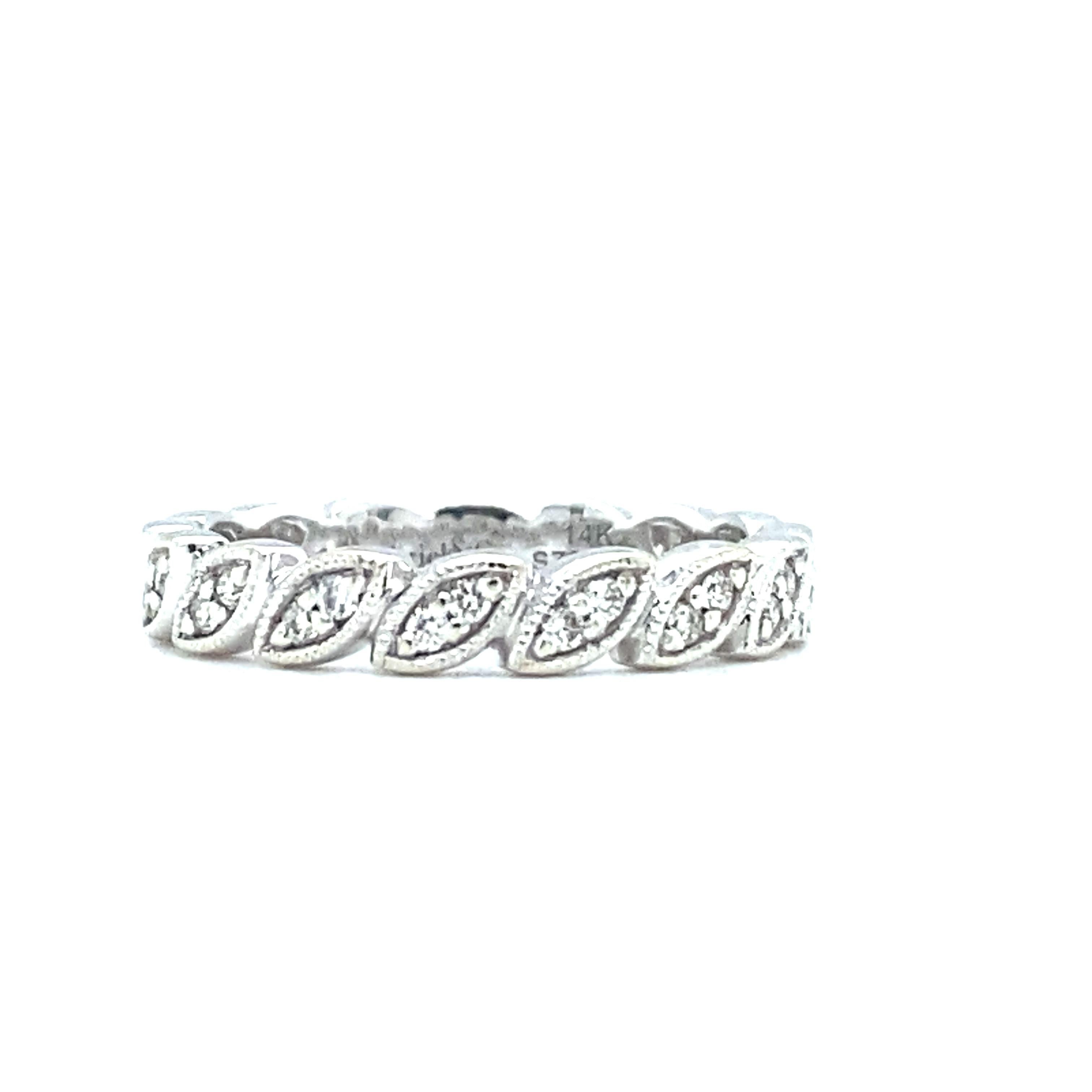 Gabriel & Co. Bracelet d'éternité en or blanc 14 carats et diamants Excellent état - En vente à Atlanta, GA