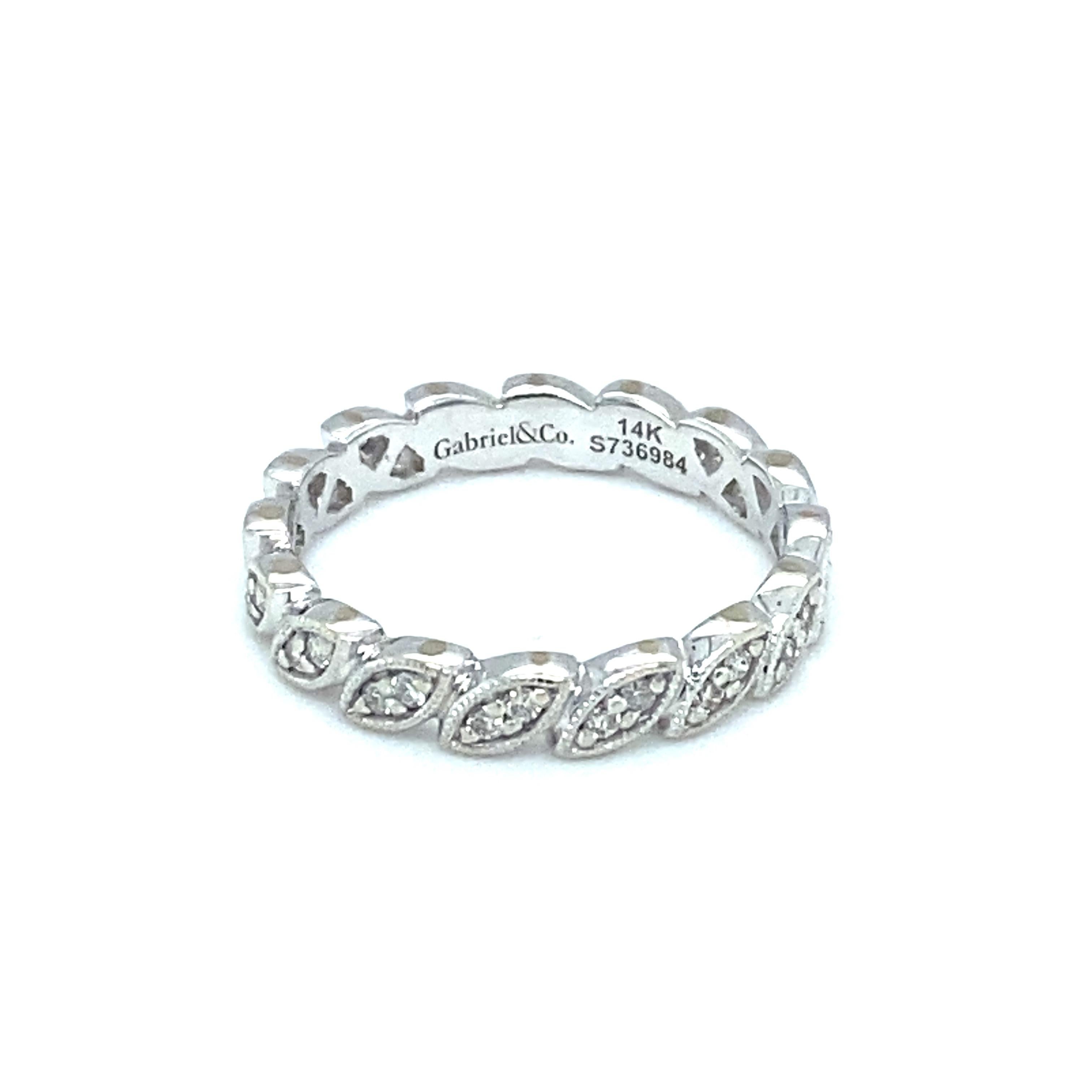 Gabriel & Co. Bracelet d'éternité en or blanc 14 carats et diamants Pour femmes en vente