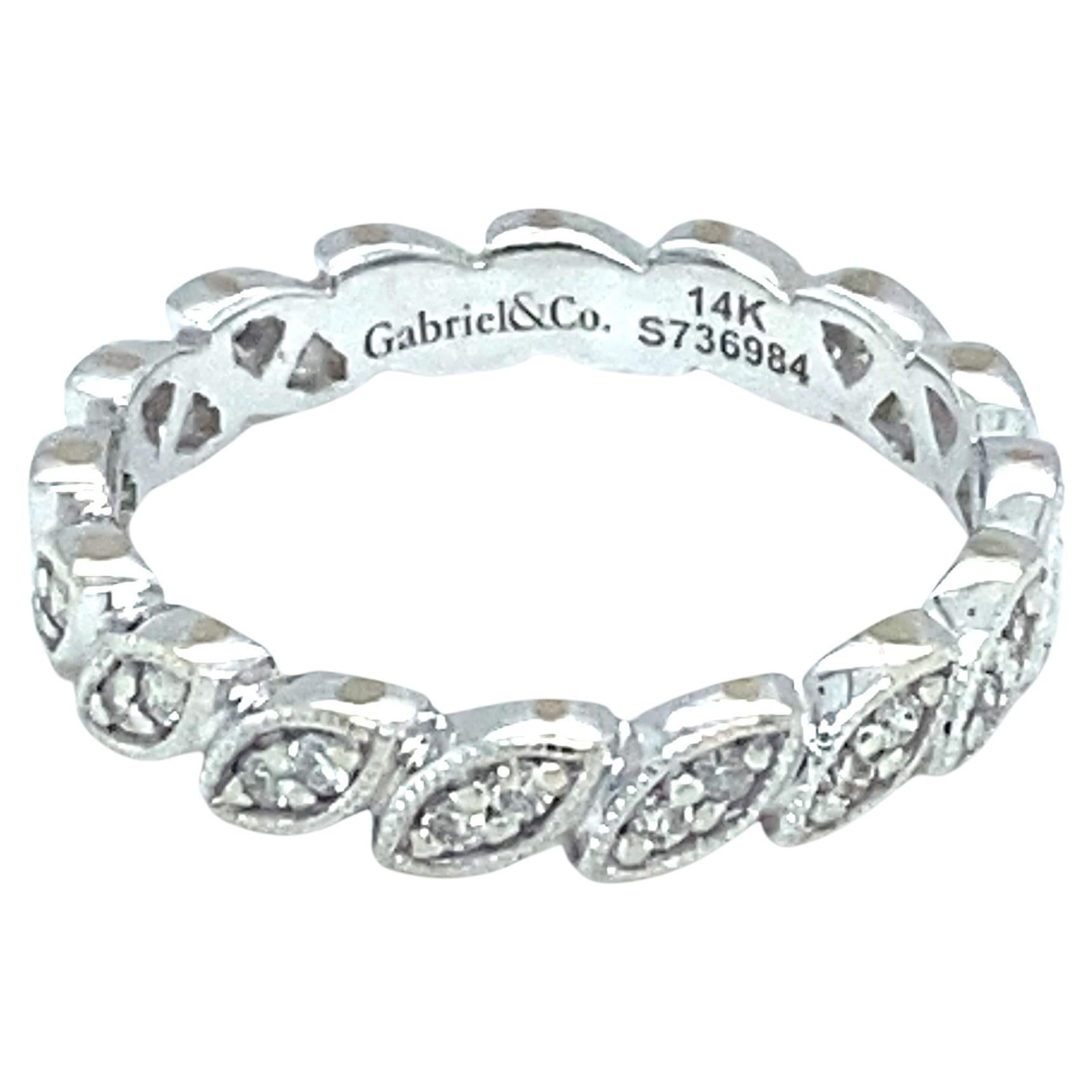 Gabriel & Co. Bracelet d'éternité en or blanc 14 carats et diamants en vente
