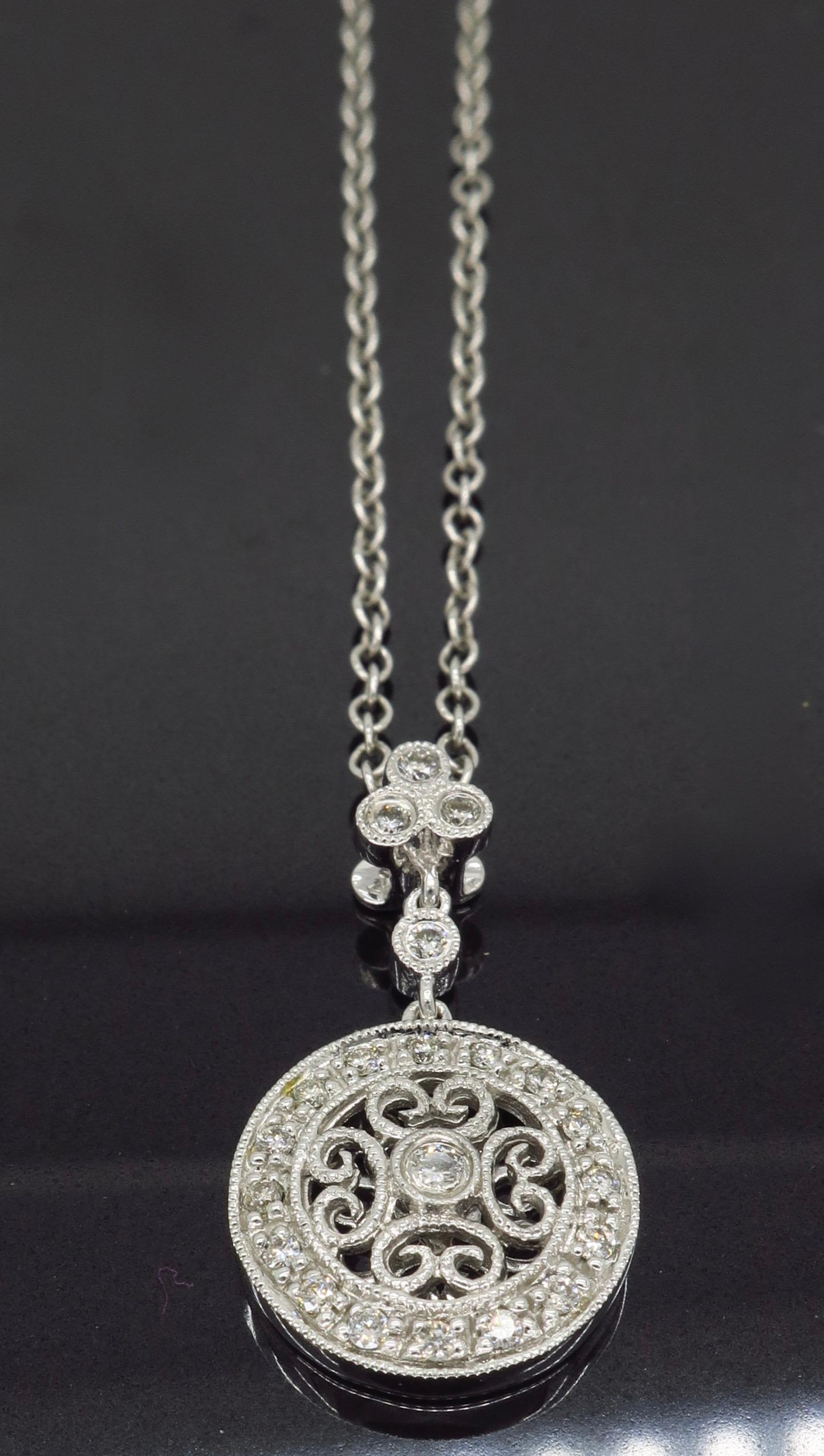 Gabriel & Co. Diamond Medallion Pendant Necklace 5