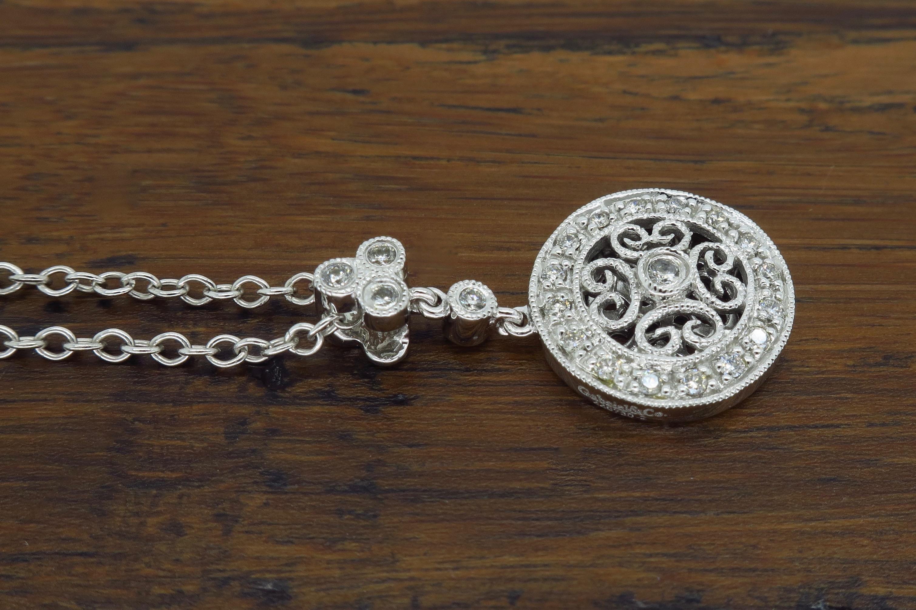 Gabriel & Co. Diamond Medallion Pendant Necklace 1