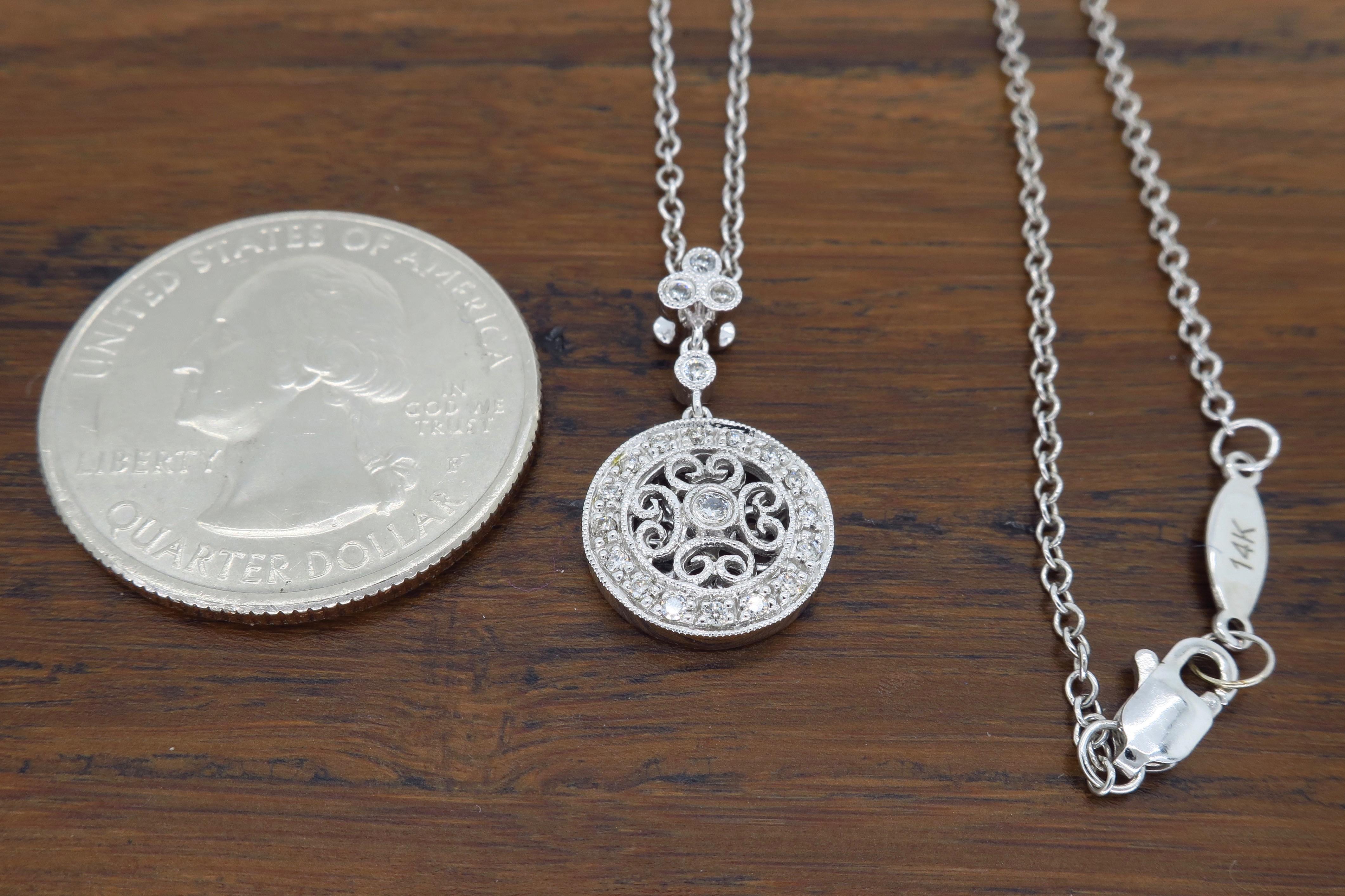 Gabriel & Co. Diamond Medallion Pendant Necklace 3