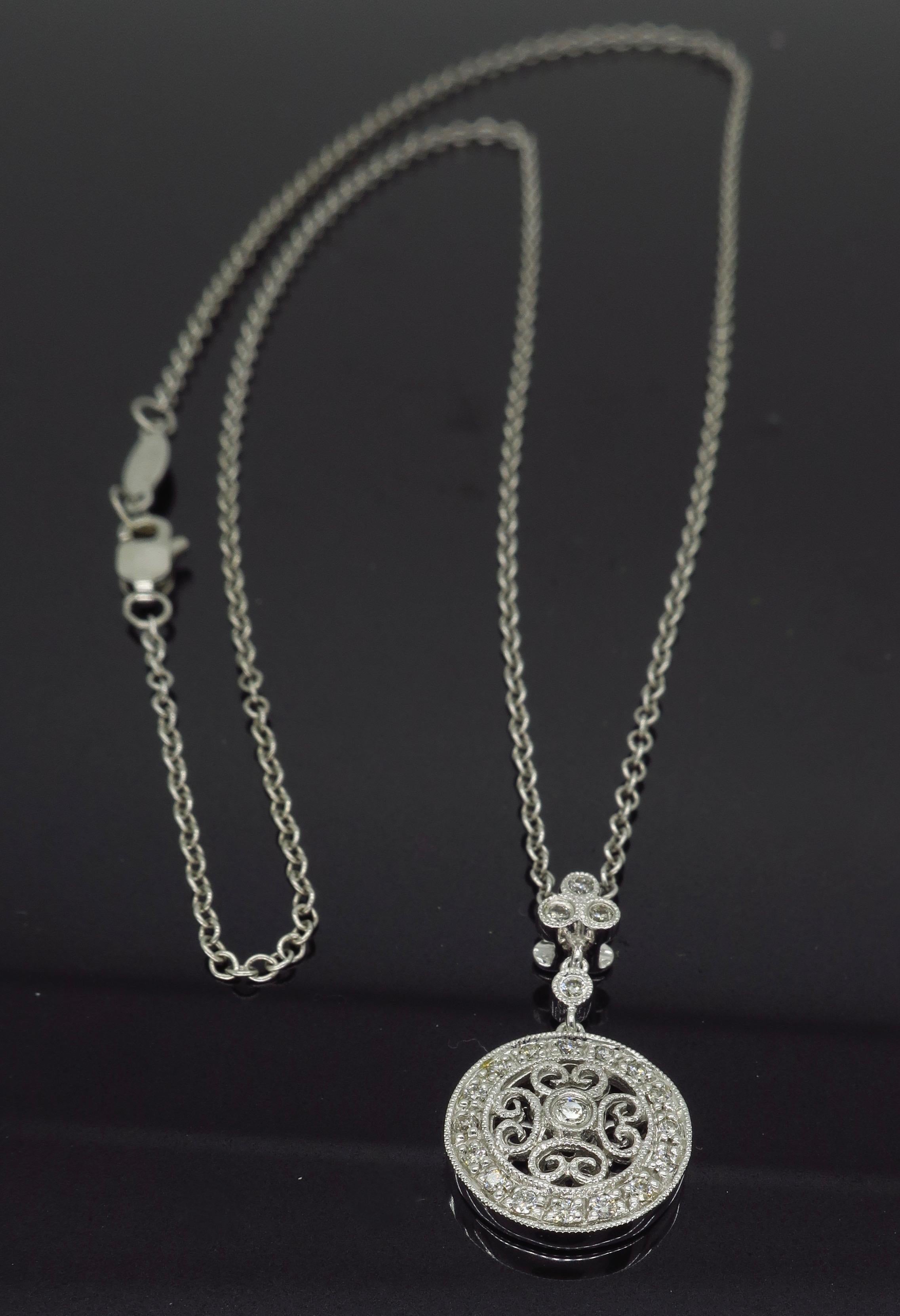 Gabriel & Co. Diamond Medallion Pendant Necklace 4