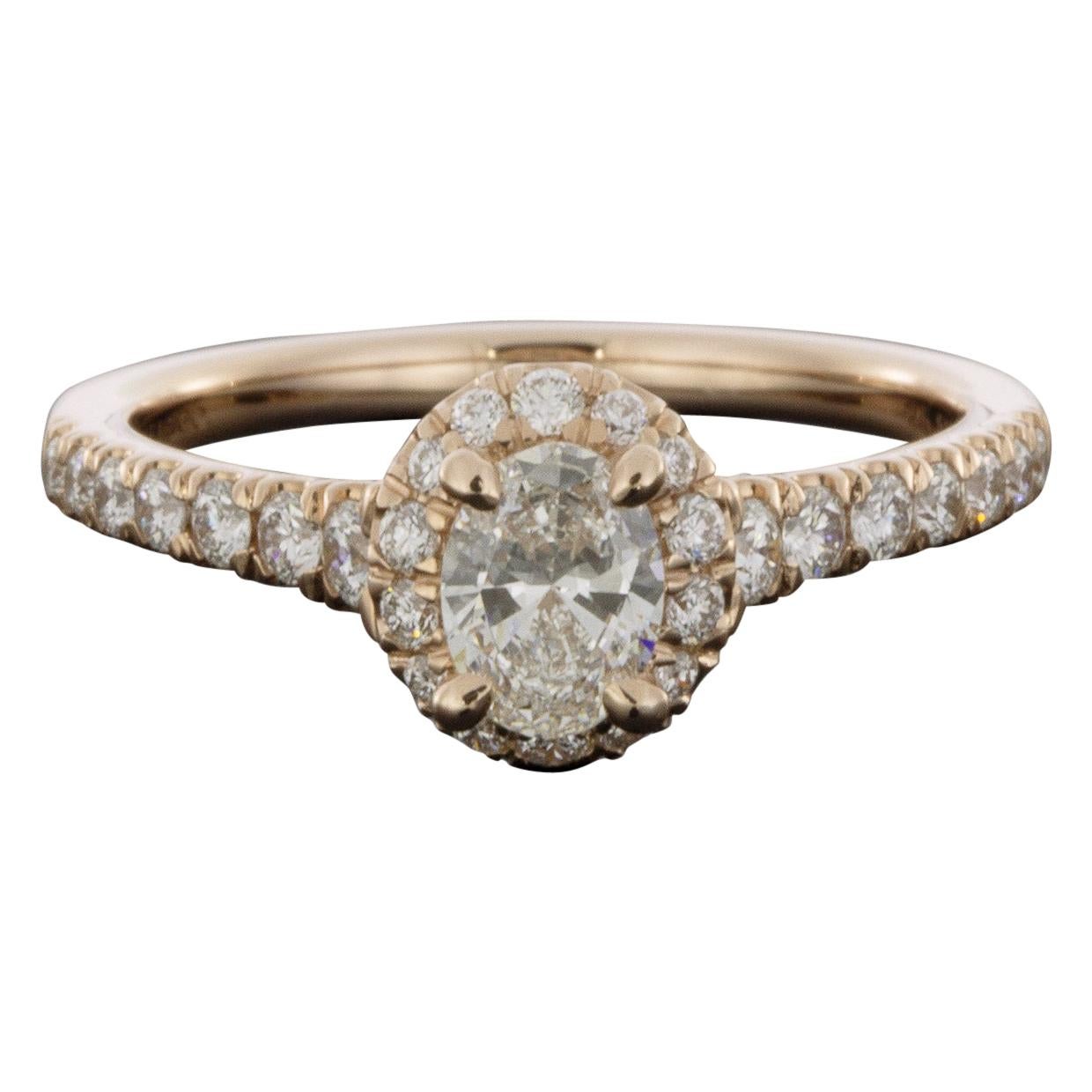 Gabriel & Co Fleming Rose Gold 0.92 Carat Oval Diamond Halo Engagement Ring
