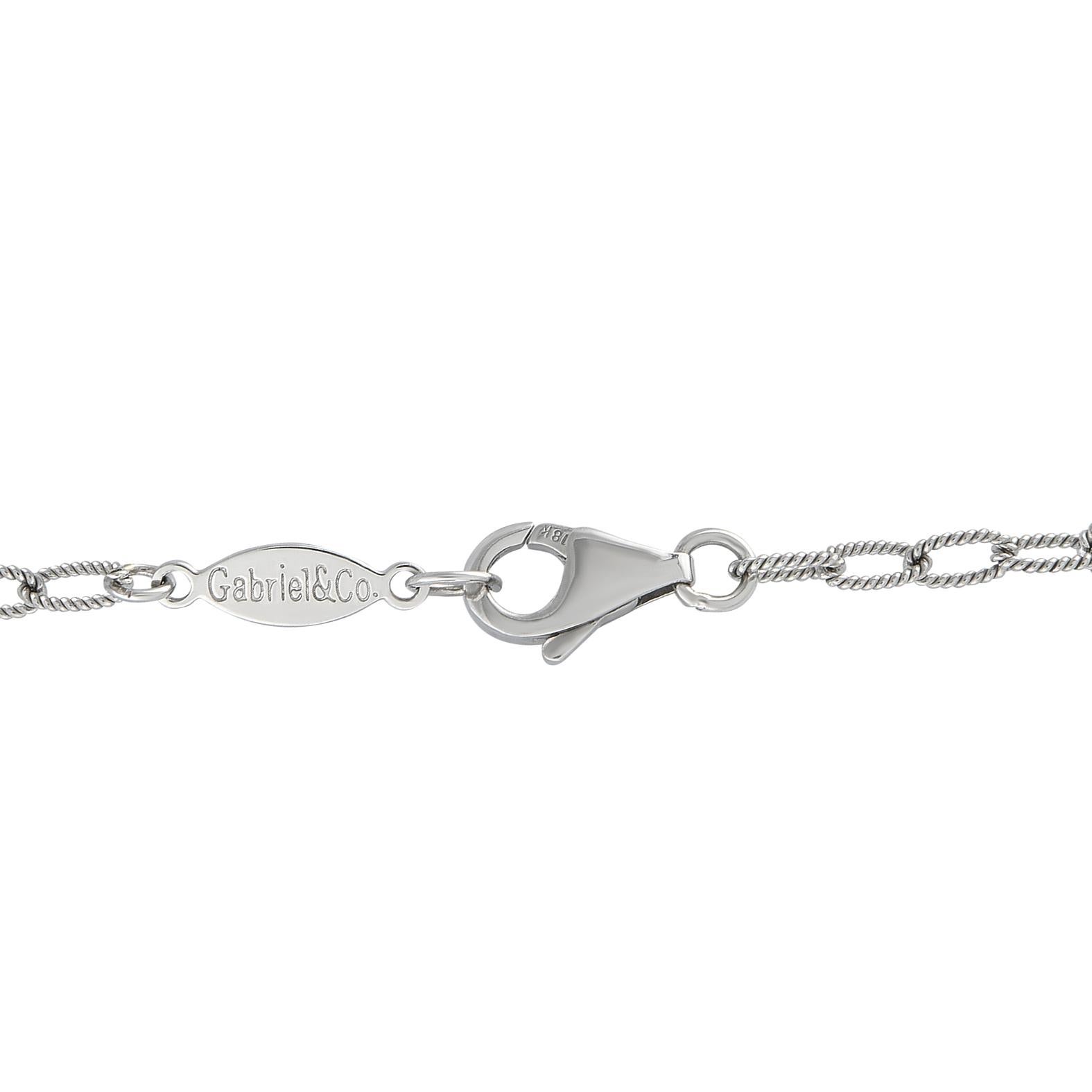 Taille ronde Gabriel & Co. Bijoux Collier Ball and Ball Ball en or blanc 18K avec 3,0ct de diamant en vente