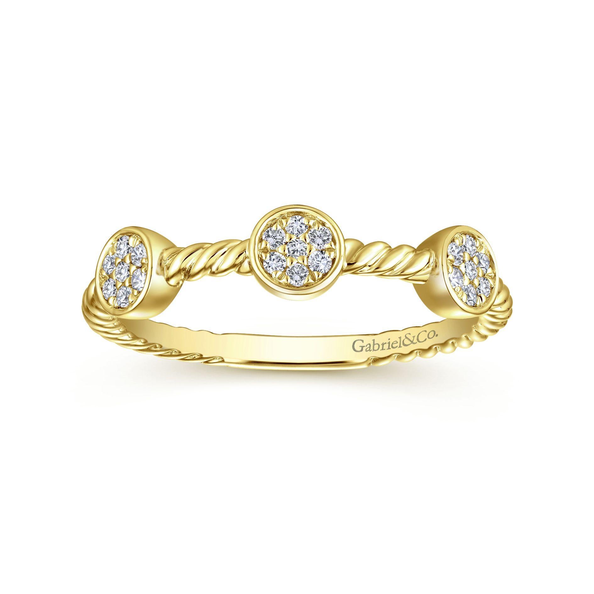 Gabriel & Co. LR51174Y45JJ 14k Yellow Gold 0.43ctw Diamond Stackable Band In New Condition For Sale In Boca Raton, FL
