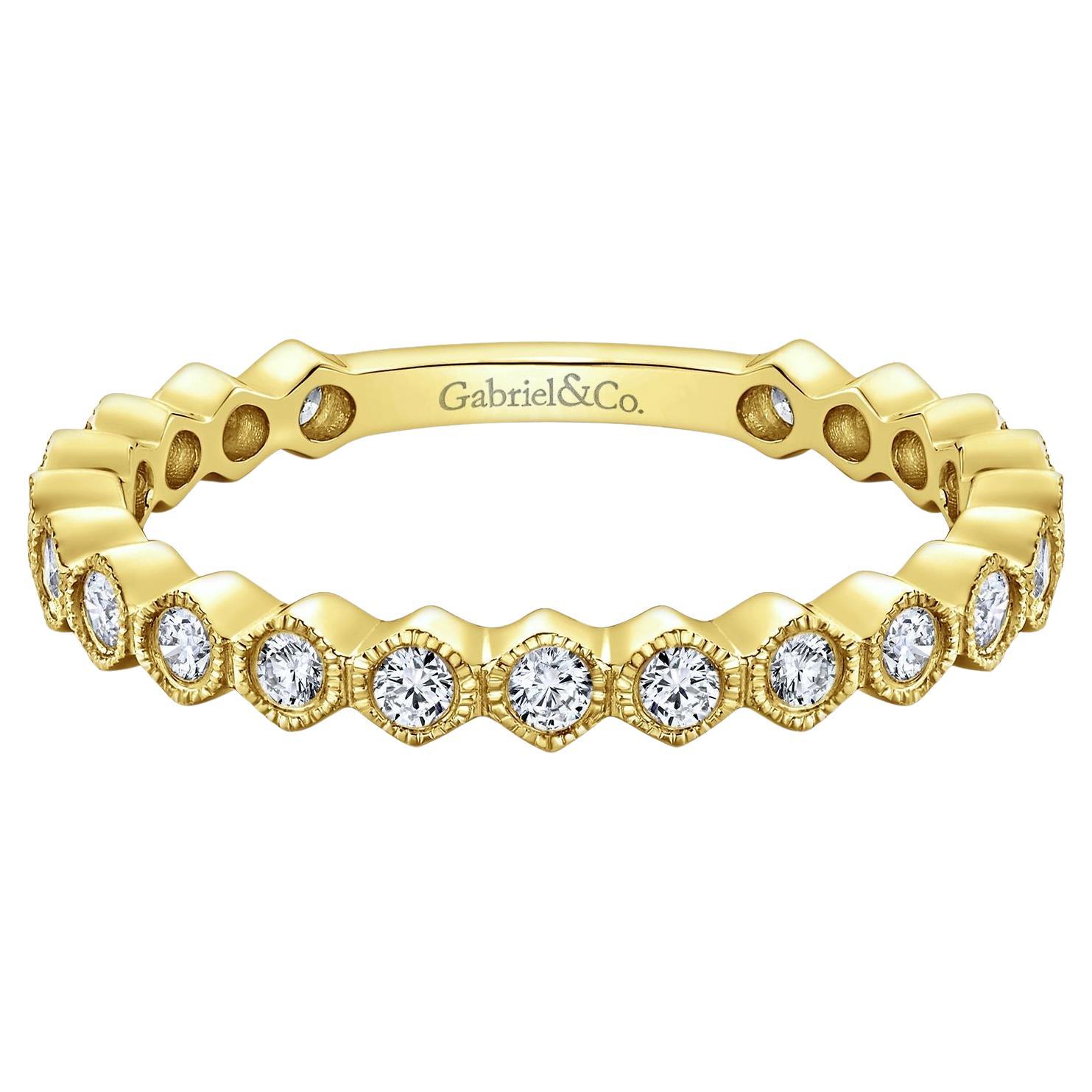 Gabriel & Co. LR51174Y45JJ 14k Gelbgold 0,43 Karat Diamant Stapelbarer Ring im Angebot