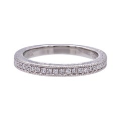 Gabriel & Co. Platinum Milgrain Diamond Band w/ Scrollwork- Victorian Collection