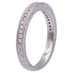 Gabriel & Co. Platinum Milgrain Diamond Band w/ Scrollwork- Victorian Collection