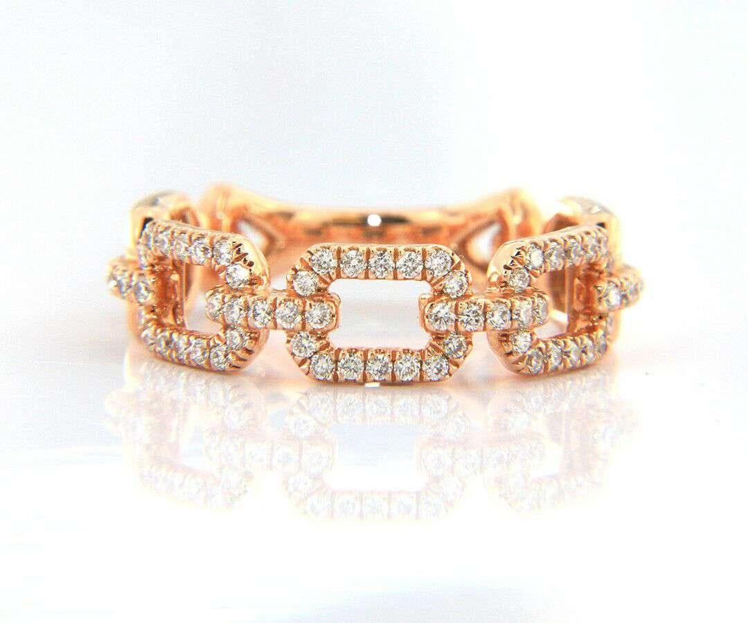 Round Cut Gabriel & Co Rose Band and 0.37 CTW Diamond Link Ring in 14K Rose Gold, New For Sale