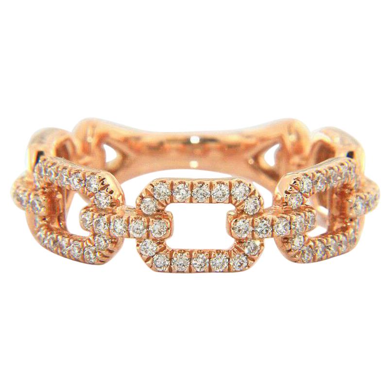 Gabriel & Co Rose Band and 0.37 CTW Diamond Link Ring in 14K Rose Gold, New For Sale