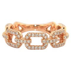 Gabriel & Co Rose Band and 0.37 CTW Diamond Link Ring in 14K Rose Gold, New