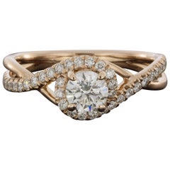 Gabriel & Co. Rose Gold 0.78 Carat Round Diamond Halo Engagement Ring