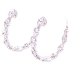 Gabriel & Co. Round Cut Diamond Hoop Earrings, 14k White Gold