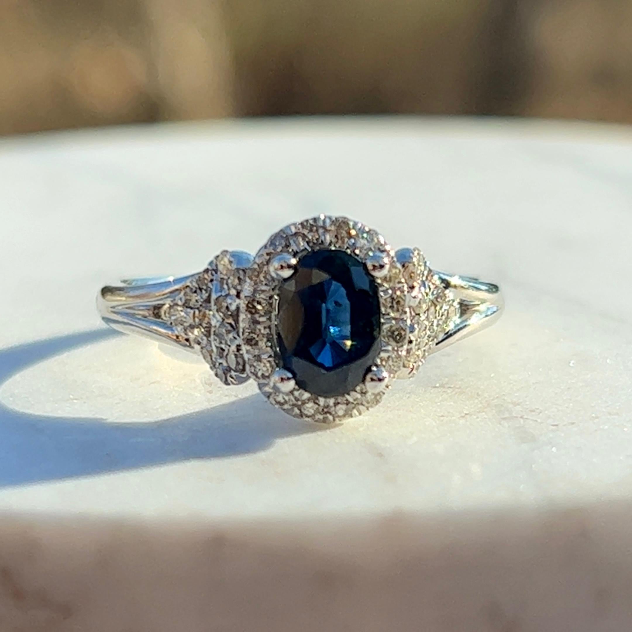 Gabriel & Co. Sapphire and Diamond Ring in 14k Gold In Good Condition In Towson, MD
