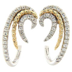 Gabriel & Co. Swirling Design Hoop Earrings with 0.52 CTW Diamonds in 14K, New