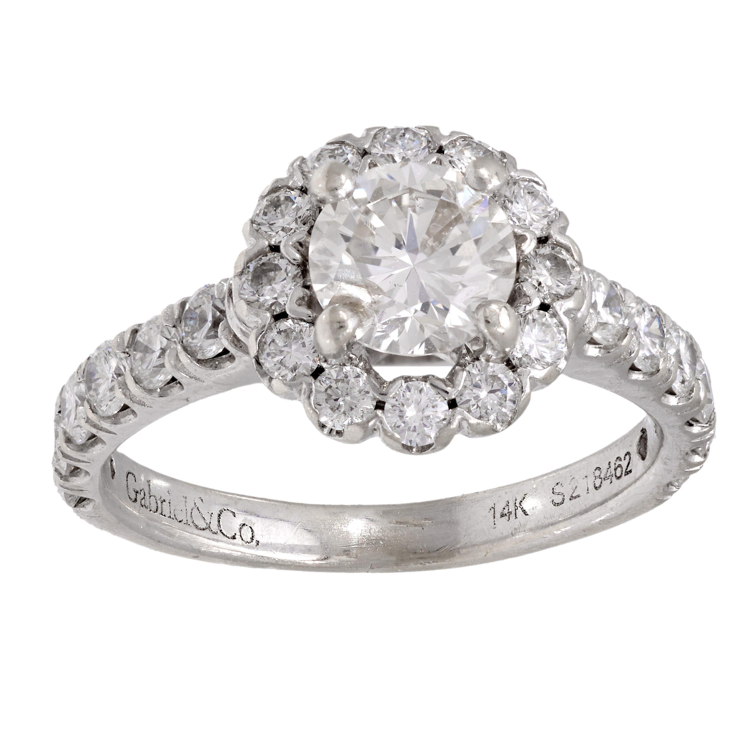 Gabriel & Co. vintage diamond 14k white gold engagement ring