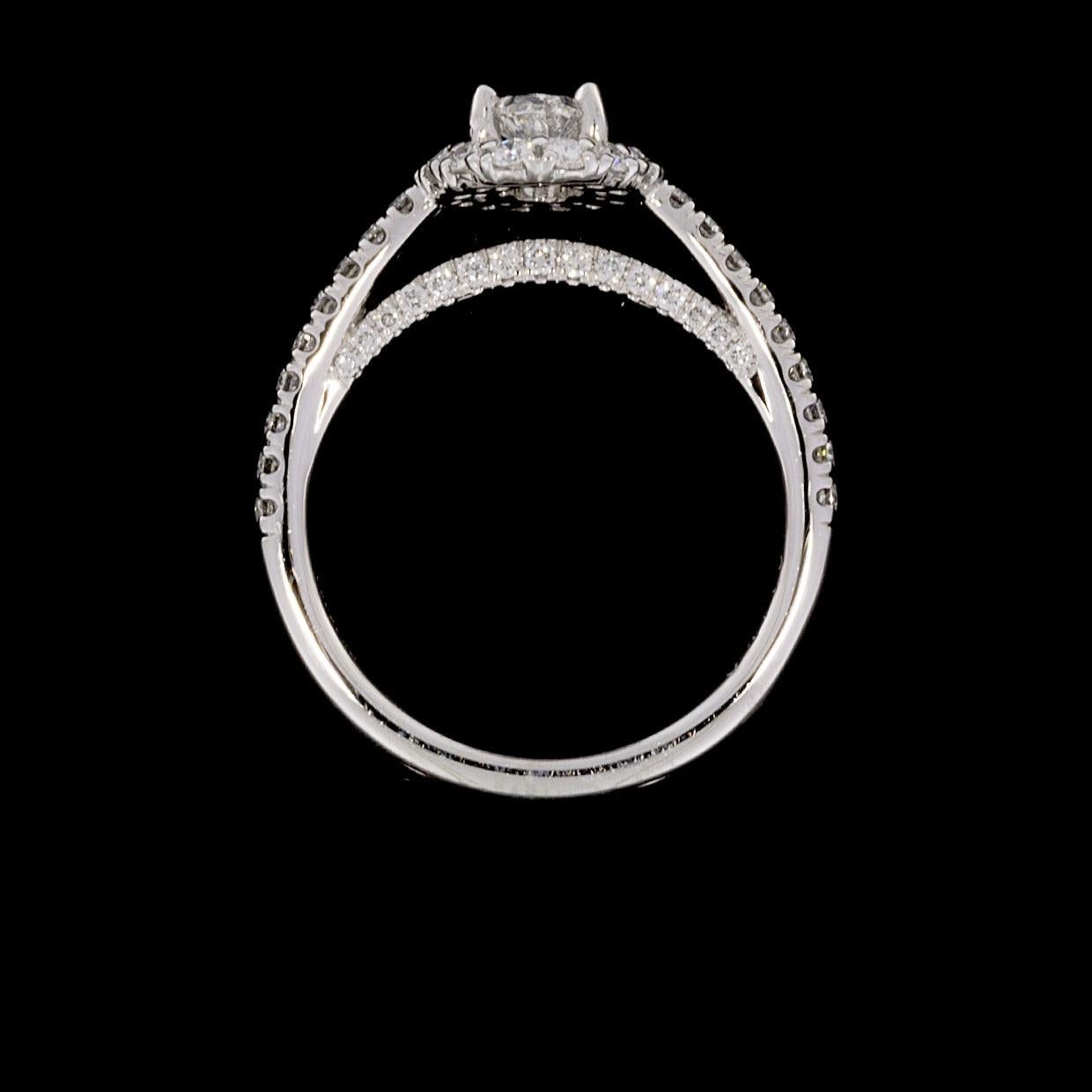 Gabriel & Co. White Gold 1.01 Carat Oval Diamond Double Halo Engagement Ring In New Condition In Columbia, MO