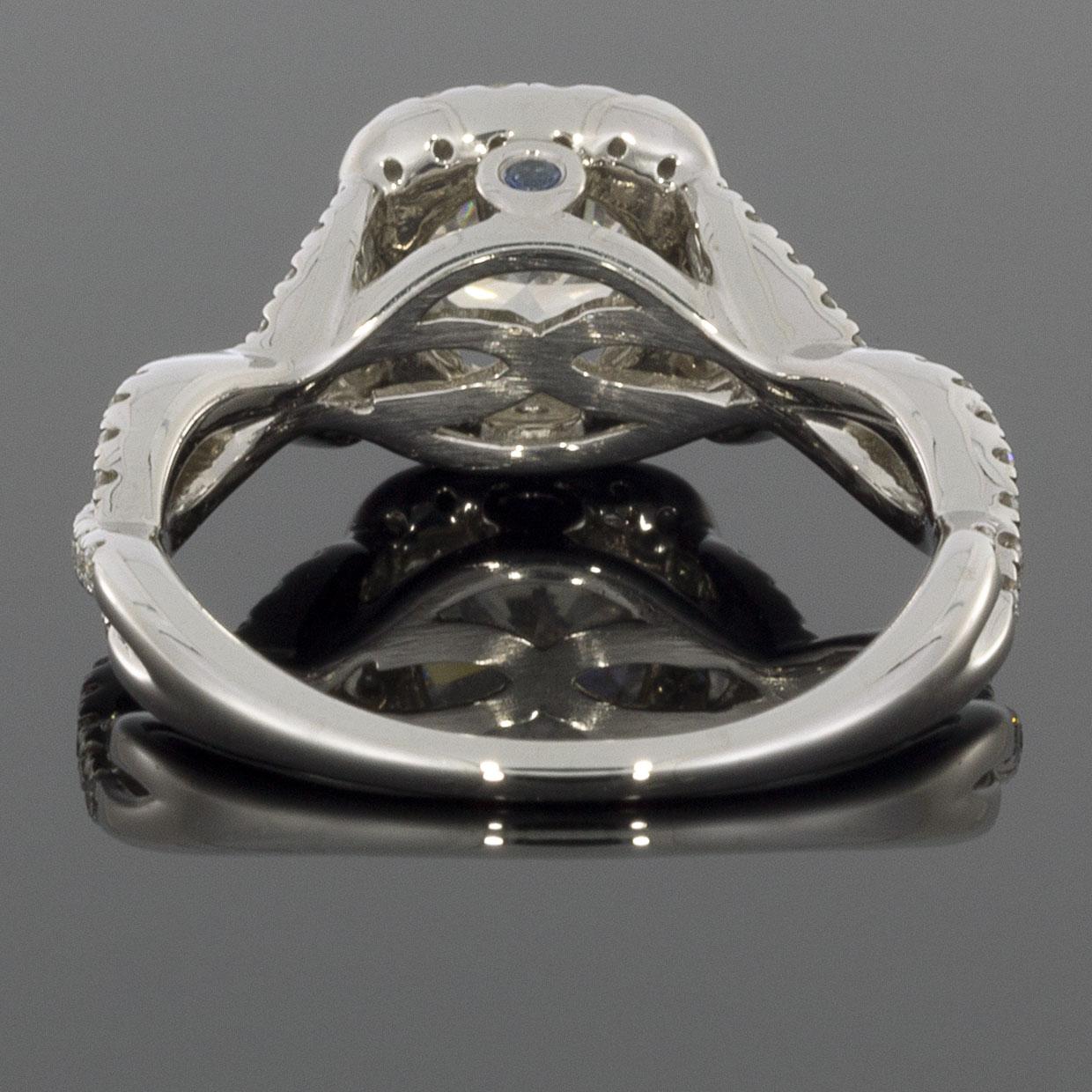 Round Cut Gabriel & Co. White Gold Round Diamond Halo Twist Engagement Ring