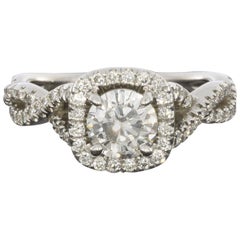 Gabriel & Co. White Gold Round Diamond Halo Twist Engagement Ring