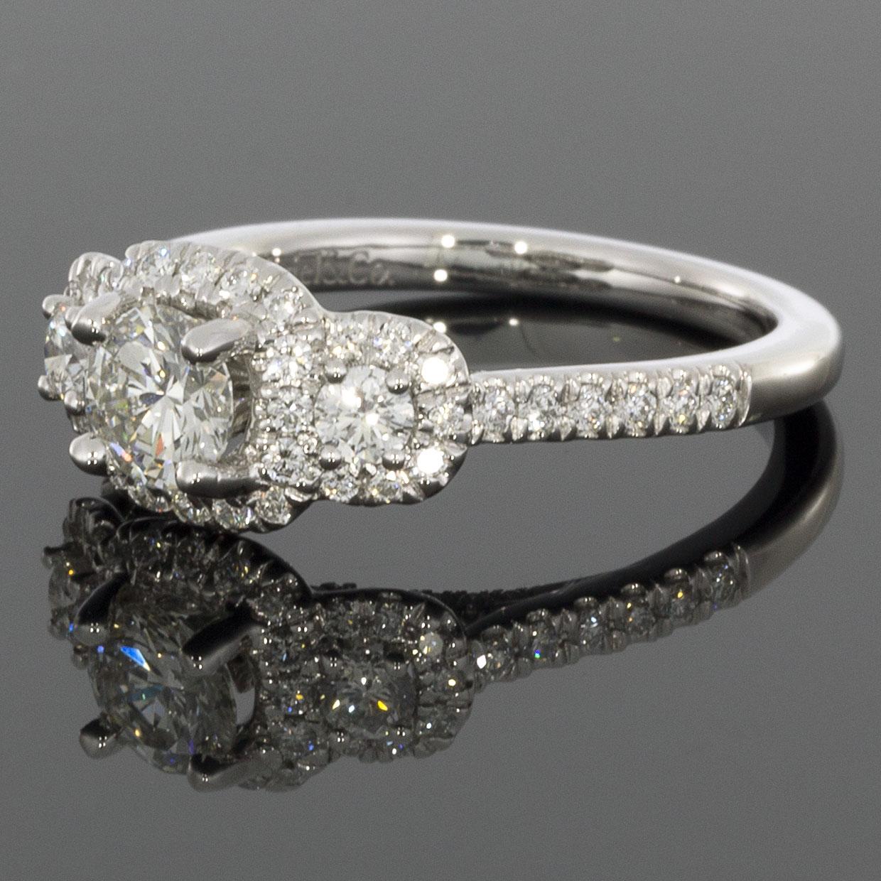 Item Details:
Estimated Retail - $4,500.00
Brand - Gabriel & Co
Metal - White Gold
Total Carat Weight Complete Ring (TCW) - 1.13 ctw
Style - Three Stone Halo Ring
Ring Size - 6.50
Sizable - Yes
Width - 2.10 mm
Metal Purity - 14k

Stone 1