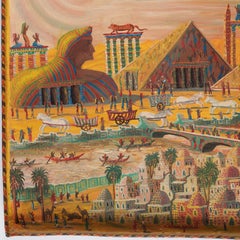Gabriel Cohen "L'Egypte Ancienne..." Naive Oil Painting on Metal