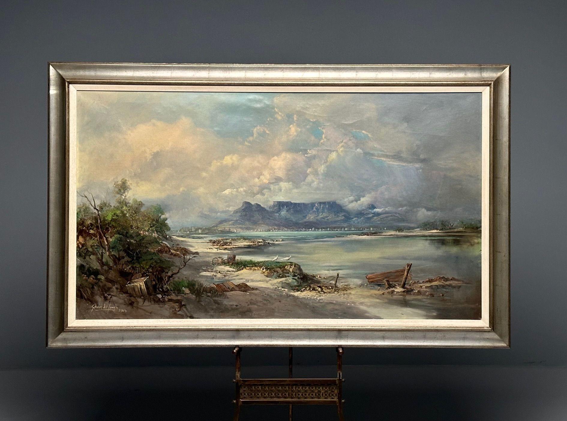 Milieu du XXe siècle Huile sur toile de Gabriel Cornelis de Jongh, paysage de montagne, signée et datée en vente