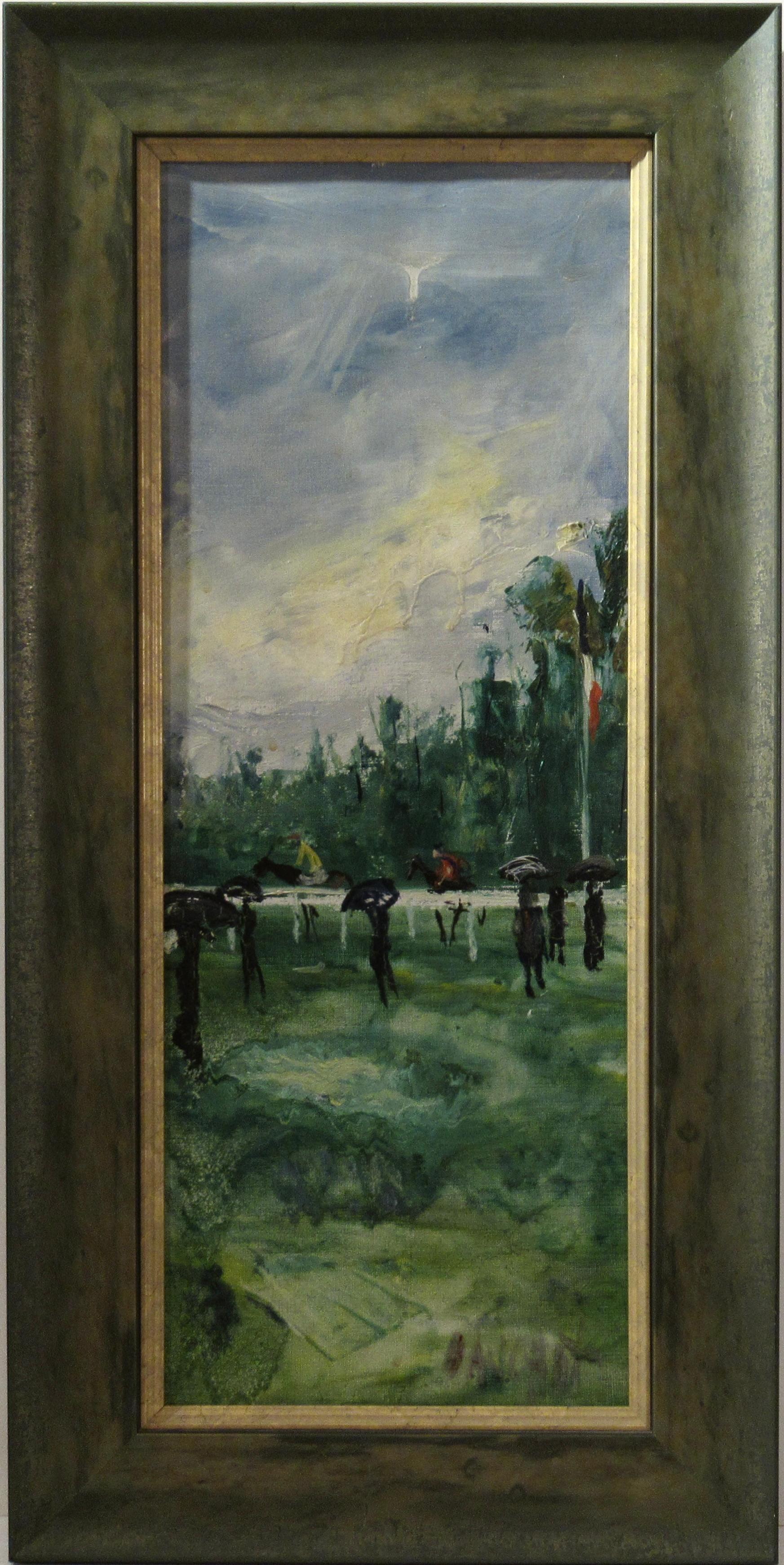 Gabriel Dauchot Landscape Painting - Course de Chevaux a Longchamp (Horses Race in Longchamp)