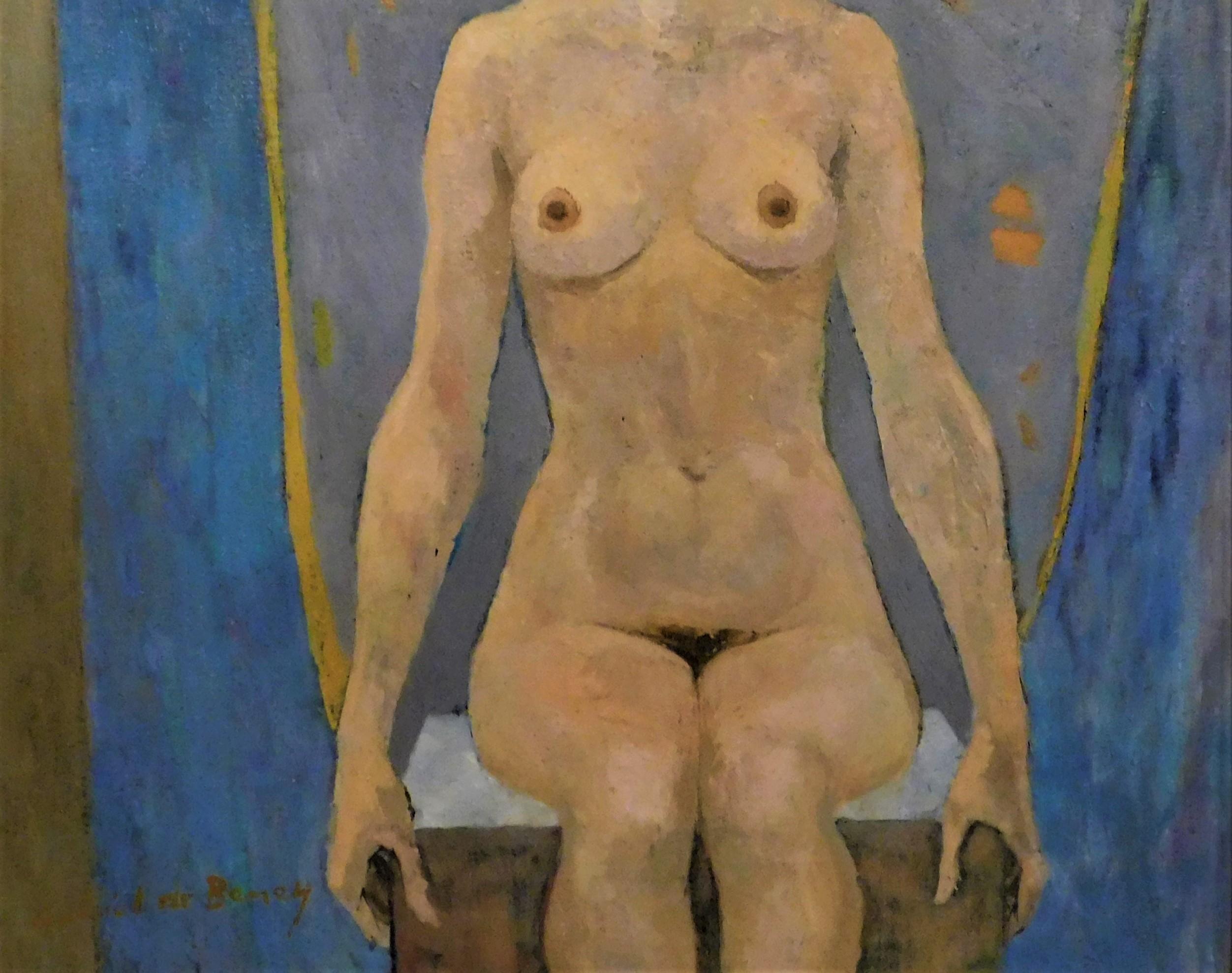 Gabriel de Beney Nudefarbenes Ölgemälde auf Leinwand (Ende des 20. Jahrhunderts) im Angebot
