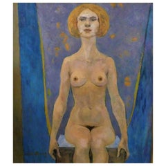 Retro Gabriel de Beney Nude Oil on Canvas Painting